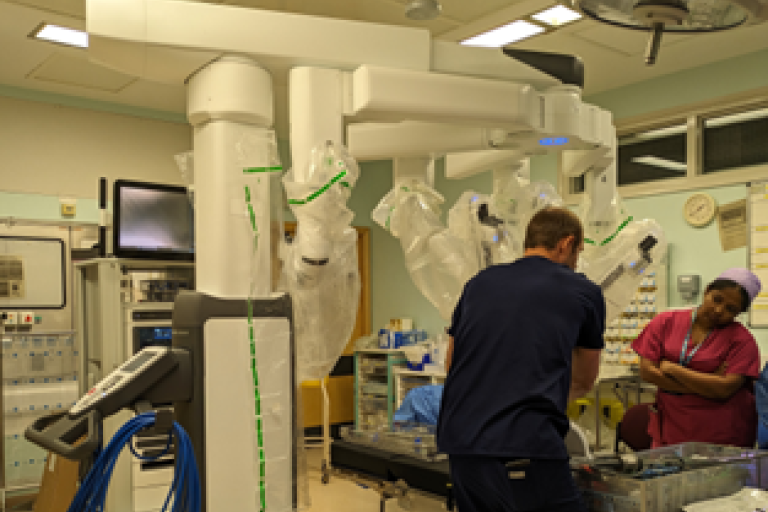 UHBW staff attend training for the Da Vinci XI robot during robot-assisted surgery.