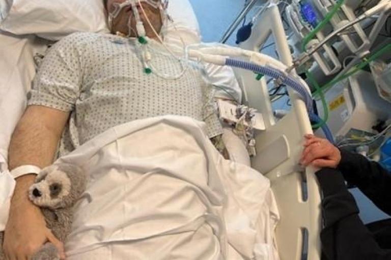 ECMO patient Luke McQuillan undergoing treatment in the BRI ICU