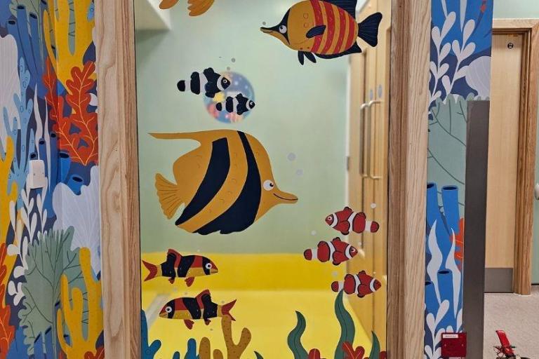 Painted illustrations by Chris Dickason in The Coral Reef research centre
