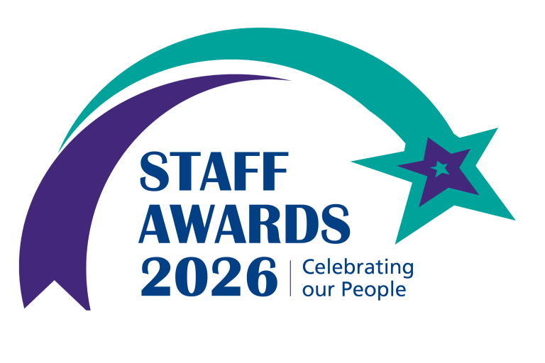 A logo showing a purple and green shooting star above the text 'Staff Awards 2026 | Celebrating our people'