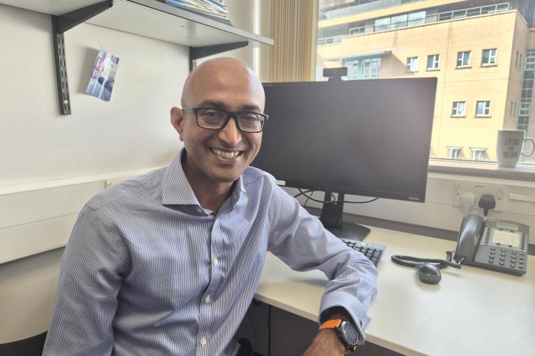 Professor Athimalaipet Ramanan in his office opposite the Bristol Children's Hospital
