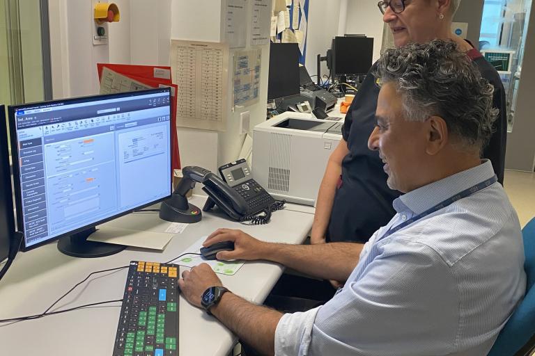 Dr Shahid Aziz and a colleague using the new digital system in the labs where cardiac procedures are carried out.