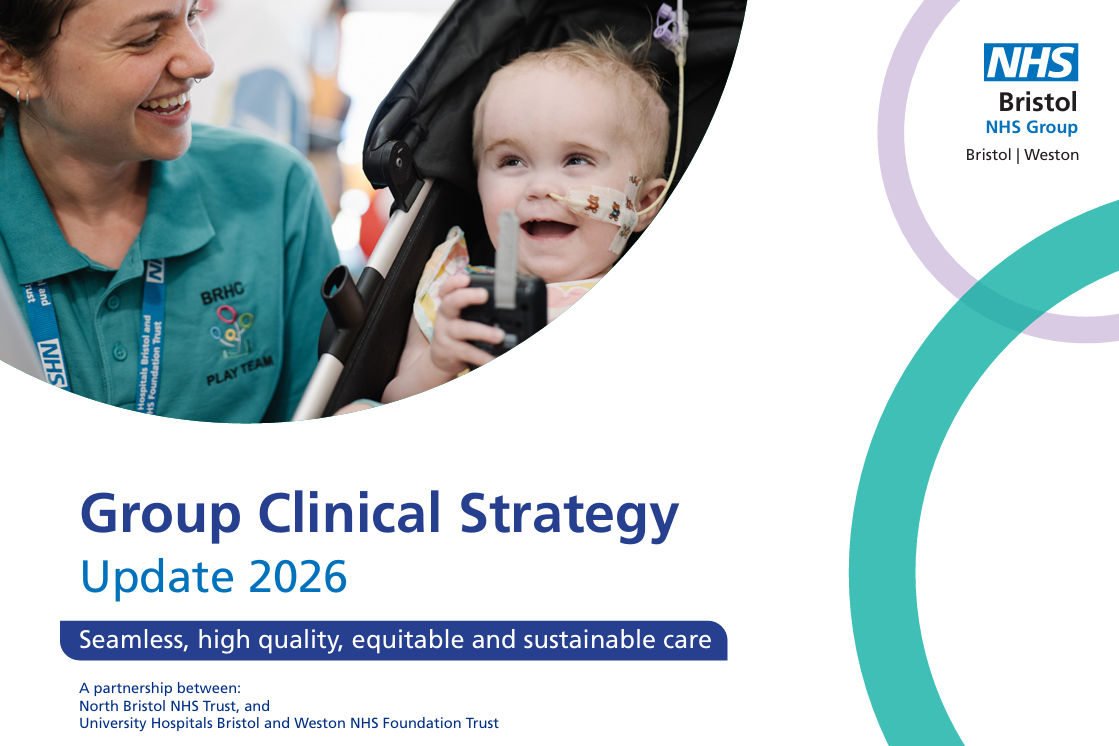 Cover page graphic with an image of child in a stroller using a medical device beside a healthcare professional